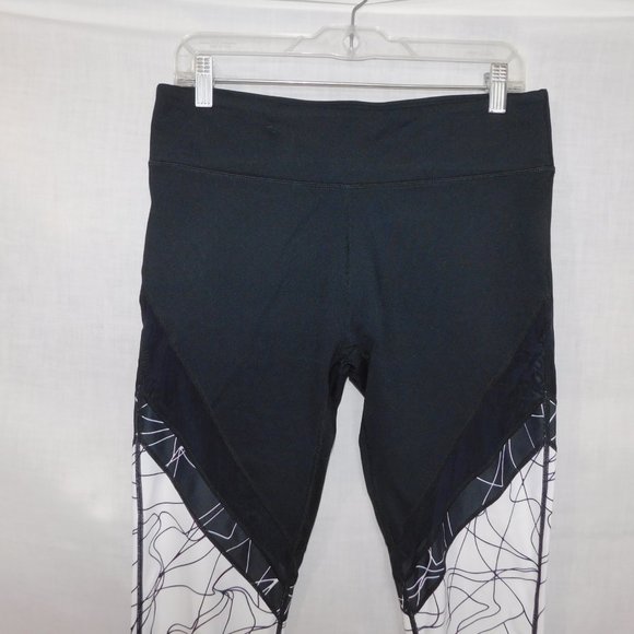 Fabletics Womens L Black White Brogan Mesh Full Length Leggings Workout Athletic - Picture 8 of 12